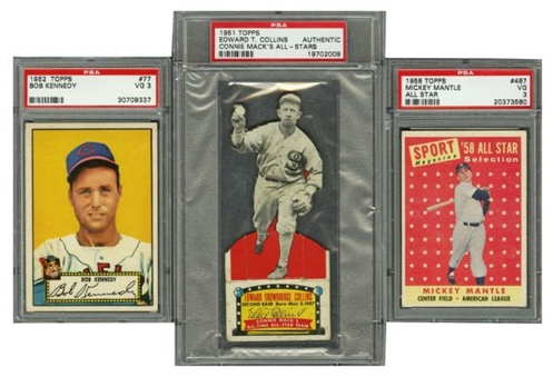 1951-1958 Topps PSA Graded Lot of (3) with Mickey Mantle 